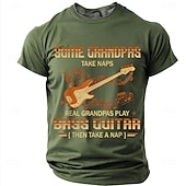  Men's Some Grandpas Take Naps Real Grandpas Play Bass Guitar Then Take A Nap Retro Bassist Vintage Graphic T Shirt Tee Regular Fit Fathers Day Gift Designer Clothing Apparel S M L XL XXL XXXL
