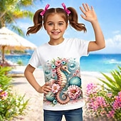 cheap Girl's 3D Animals-Girls' 3D Graphic Animal T shirt Tee Short Sleeve 3D Print Summer Spring Sports Fashion Streetwear Kids 4-7 Years Crew Neck Casual Daily Outdoor Regular Fit