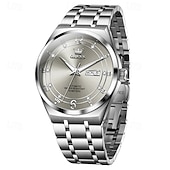 economico Orologi meccanici-Orologio automatico da uomo - lussuoso orologio da polso automatico da lavoro in acciaio inossidabile bicolore oro con datario, impermeabile, luminescente, regalo elegante per marito, papà e figlio