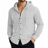 abordables Camisas informales elegantes para hombre-Hombre Camisa Camisa casual Camisa de Pana Abotonar la camisa Negro Blanco Verde Claro Rojo Azul Marino Manga Larga Plano Con Capucha Casual Diario Con Capucha Ropa Elegante Moda Casual
