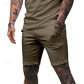 voordelige Sweat short-Voor heren Sweat short Korte broek Zomer korte broeken Casual korte broek Zak Elastische taille Effen kleur Comfort Ademend Knielengte Casual Buiten Vakantie Vakantie Modieus Zwart Wit Micro-elastisch