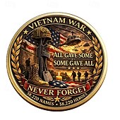 cheap U.S. 250th Anniversary-Vietnam Veterans Commemorative Coin, Patriotic Collectible Challenge Coin Honoring Service &amp; Sacrifice, All Gave Some Some Gave All Design with Soldier &amp; Flag, Durable Metal Souvenir for Display