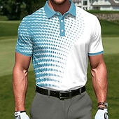 economico Polo da golf da uomo-Per uomo Geometrico Golf Polo Sportivi Manica Corta Magliette polo Camicie con Colletto Casual Athleisure Stampa 3D Bottoni Estate Primavera Blu Giallo Viola