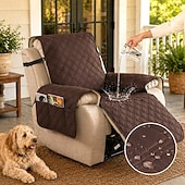 cheap Recliner Cover-100% Waterproof Recliner Covers, Non Slip Covers for Recliner Chair with Pocket, Washable Reclining Chair Quilted Furniture Protector for Kids, Pets