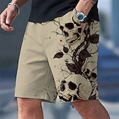 abordables Retro Vintage &amp; Ética-Hombre Amor y esqueleto Cráneos Cosecha Boxers de Natación Trajes de baño, bañadores cortos Pantalones de Surf Media cintura Estilo gótico oscuro Exterior Vacaciones Uso Diario Bolsillos laterales