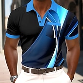  Per uomo Geometrico Polo Manica Corta Magliette polo Camicie con Colletto Business Casual All'aperto Athleisure Abbigliamento quotidiano Stampa 3D Bottoni Primavera & Estate Blu Viola Marrone
