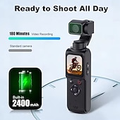 abordables Cámara de Acción-Cámara de bolsillo con estabilizador 4K Ultra HD y seguimiento automático de 330°. &amp;Seguimiento facial, cámara de acción portátil con pantalla táctil de 1,72", cámara inalámbrica wifi para vlogs de
