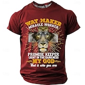  Maglietta per uomo con Bibbia Leone di Giuda Croce Creatore dei modi Lavoratore di miracoli Mio Dio Religiosa Cristiano Spirituale Worship T-Shirt Grafica Collo a giro Regular Fit Chiesa Domenica