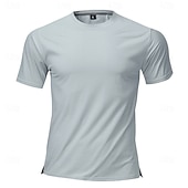 cheap Men's Casual T-shirts-Men's T Shirt Short Sleeve Shirt Tee Top Short Sleeve Crew Neck Summer Spring Solid Color Streetwear Stylish Leisure Quick Dry Slim Daily Vacation Sport Black Blue Grey Top Tee for Men