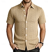 Χαμηλού Κόστους Ανδρικά Smart Casual πουκάμισα-Ανδρικά Πουκάμισο Casual πουκάμισο Πουκάμισο με κουμπιά Πουκάμισο ζακάρ Μαύρο Λευκό Πράσινο Ανοικτό Βαθυγάλαζο Καφέ Κοντομάνικο Σκέτο Κολάρο Πουκαμίσου Causal Καθημερινά Ζακάρ Ρούχα
