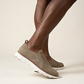 baratos Zapatos Casuales Slip-On-Men's Beige Slip-On Knit Shoes, Lightweight Breathable Casual Sneakers, Comfortable Outdoor Resort Footwear for Travel, Daily Walks and Summer Activities
