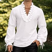  العصور الوسطى عصر النهضة قميص أكمام طويلة قرصان الفايكينج ملابس تنكرية رجالي الفايكينج قرصان عيد الرعب مهرجان أداء LARP رن فير للبالغين قميص