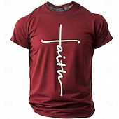  Hombre Cruz Fe Camiseta Manga Corta Camiseta Impresión 3D Cuello Barco Camisa Moda Design Sencillo Casual Diario Fiesta Rojo Verano Primavera Ropa S M L XL XXL XXXL