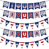 olcso Az Egyesült Államok 250. évfordulója-5 db-os csomag az USA 250. évfordulójának zászlófüzérére, függetlenség napjára, hazafias amerikai zászló partidekoráció, 1776-2026, piros-fehér &amp;kék, születésnap &amp;nyári ünnepség