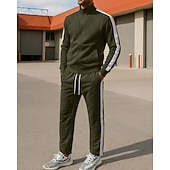 Χαμηλού Κόστους Αθλητικά κοστούμια-Ανδρικά Φόρμα Στολή τρεξίματος Σετ Φόρμας Πλήρες φερμουάρ Συνδυασμός Χρωμάτων Ρούχα σύνολα Φθινόπωρο &amp; Χειμώνας Μαύρο Κίτρινο Για Υπαίθρια Χρήση Ταξίδια Αθλητικά Ζεστό Μακρυμάνικο Αθλητισμός