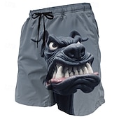  Voor heren Hond Gezichtsuitdrukking tekenfilm dieren Lange zwembroeken Badpakken Zwembroeken Boardshorts Medium Taille Hawaii Grappig Strandvakantie Zijzakken Mesh voering Elastische tailleband met