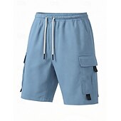 voordelige Vakantie-Voor heren Ladingbroek Cargoshorts Korte broek Casual korte broek Zak Elastische taille Effen Knielengte Casual Buiten Streetwear Modieus Streetwear Zwart Marineblauw Inelastisch
