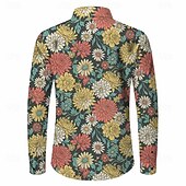 abordables Tapas-Retro Antiguo Años 70 Camisas Camisa hawaiana Larga Hippie Floral Disfraz Hombre Mascarada Festival de Música Fiesta Ropa Cotidiana Adulto Camisas