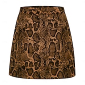 abordables Graphic Skirts-Women's Faux Suede Skirt Fashion Casual Mini High Waist Skirts Leopard Print Split Ends Stretchy Daily Street Leopard Black Yellow Light Brown Spring
