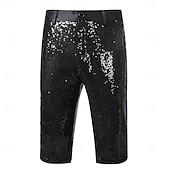 cheap Bottoms-Retro Vintage Disco 1980s Shorts Disco Sequins Fancy Dress Men's Halloween Carnival Performance Bar Adults' Shorts Summer