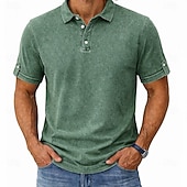 abordables Polo clásico para hombre-Camisetas Polo para Hombre SoftFade™ 100% Algodón Camisa de Lavado Ácido Casual Vacaciones Con Solapa Manga Corta Moda Básica Sólida Texturizada Botones Vintage Verano Primavera Azul Verde Caqui Gris