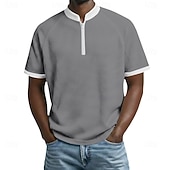 זול חולצת פולו קלאסית לגברים-בגדי ריקוד גברים חולצות פולו וופל חולצות פולו קזו'אל יומי רבע מיקוד שרוולים קצרים אופנתי בסיסי קולור בלוק רוכסן קל משקל קיץ אביב רגיל שחור לבן בורגנדי כחול נייבי כחול סקיי סגול חולצות פולו וופל
