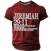  Maglietta da uomo con versetto biblico Geremia 29:11 "Io conosco i progetti che ho per voi", grafica cristiana, vestibilità regolare, abbigliamento religioso di design, taglie S, M, L, XL, XXL, XXXL