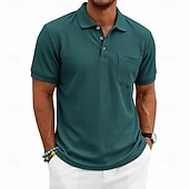 economico Polo classica da uomo-Per uomo Magliette Polo a Nido d'Ape Polo Casuale Streetwear Bavero Manica Corta Essenziale Moderno Semplice Tasca Leggero Estate Primavera Vestibilità regolare Nero Bianco Blu marino Verde scuro