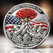billige U.S. 250-årsjubileum-Minnemynt for kvinneveterandagen som hedrer mot og tjeneste for kvinnelige militærhelter, patriotisk samlermedalje, inspirerende gave til feiring av 12. juni