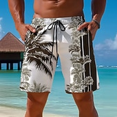abordables Plantas y Flores Tropicales-Hombre Árbol de coco Degradado de color Plantas tropicales Boxers de Natación Trajes de baño, bañadores cortos Pantalones de Surf Media cintura Hawaiano Exterior Vacaciones Uso Diario Bolsillos