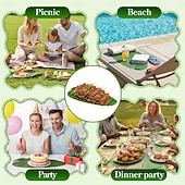 cheap Artificial Plants &amp; Greenery-10 Pcs Banana Leaves for Cooking 22 in Tropical Artificial Faux Tropical Leaves Spring Summer Hawaiian Luau Banana Leaf Plates Pisang Foliage for Party Table Decoration