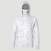 baratos Tops-Homens Camisa de Trilha Camisa de pesca Camisa com proteção UV Manga Longa Com Capuz Blusas Ao ar livre Proteção Solar UV Respirável Verão Primavera Terileno Preto Branco Vermelho Pesca Alpinismo