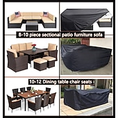 abordables Housses de Mobilier de Patio-Housse de protection pour mobilier de jardin 180 x 180 x 100 cm, imperméable, résistante aux déchirures, en tissu 420D, pour ensemble table et chaises de jardin. Housse robuste noire.