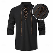  Médiéval Renaissance Chemise Manches longues Pirate Viking Déguisement Homme Halloween Carnaval Performance LARP Foire de la Renaissance Adulte Chemise