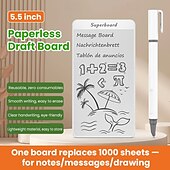 זול מחשבים וטאבלטים-לוח כתיבה LCD רב פעמי בגודל 5.5 אינץ' ללא נייר, לוח טיוטה אלקטרוני נייד לרישום מהיר &amp;הודעות, לוח ציור דיגיטלי קל משקל לילדים ומבוגרים למשרד ביתי, לבן