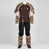 halpa Asusteet-Setti Keskiaika Renessanssi Polvipituinen Asut Hieno puku Tekoturkispuku Soturi Barbaari Naamiaispuku Miesten Viikinki Halloween Karnevaali Suoritus LARP Ren Faire Aikuisten