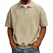 baratos Polo Clássico Masculino-Homens Camisas Polo Casual O negócio Aberto para a Lateral Manga Curta Moda Básico Tecido Botões Verão Primavera Azul Branco Azul Marinha Marron Verde Cinzento Camisas Polo