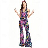 ieftine îmbrăcăminte-Retro / vintage Boho Anii 1970 Pantaloni cu clopot Salopetă Pantaloni evazați Hippie Disc Imprimeu Paisley Tribal Costume de fancy Pentru femei Halloween Carnaval Vacanță festival de muzică Festival