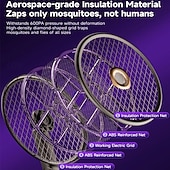 abordables Contrôle des Insectes Intérieur-Tapette à mouches électrique 2 en 1 &amp;Raquette anti-insectes, tueur de moustiques automatique avec laser de chasse &amp;Lampe UV, poignée extensible, tête pliable à 90° pour fixation murale, rechargeable