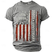 cheap Patriotic 250 T-shirts-4th of July 2026 250th Memorial Day Men's 3D Print US Flag Crew Neck Short Sleeve T-Shirt Daily Street