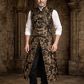 preiswerte Oberbekleidung-Mittelalterlich Renaissance Mantel Ärmellos Prinz Gentleman Edelmann Bestickt Blumen Kostüm Herren königlich Halloween Karneval Renaissance-Messe LARP Erwachsene Mantel Ganzjahres