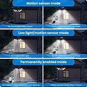 abordables Aplique de pared para exterior-Aplique de pared solar exterior IP65 resistente al agua, con sensor de movimiento inteligente de 4 cabezales, 222 LED, ajustable y giratorio, 3 modos de iluminación: jardín decorativo, patio, pared,