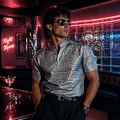 ieftine Topuri-Retro / vintage Discotecă Anii 1980 Tricou Tricou POLO Mâneci scurte Disc Metalic strălucitor Metalic cadrilat Costume de fancy Bărbați Carnaval Petrecere Măr Adulți Cămașă Primavara vara