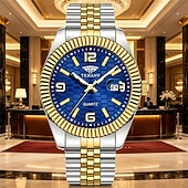 abordables Montres à quartz-Montre homme de luxe, cadran noir nid d'abeille, mouvement quartz bicolore or et argent en acier inoxydable, lunette cannelée, montre habillée avec date, bijou élégant à offrir.