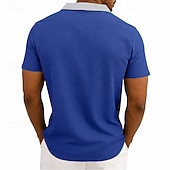 voordelige Klassieke polo voor heren-Voor heren Golfshirt Wafelgebreid poloshirt Casual liiketoiminta Klassiek Korte mouw Modieus Modern Effen Kleur Zak Kleurenblok Zomer Lente Normale pasvorm Zwart Wit Koningsblauw Groen Khaki Grijs