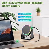 levne Školka noční světla-Bezdrátový indukční reproduktor se stojánkem na telefon, přenosný stereo zesilovač otočný o 360 stupňů, RGB světlo, bezdrátové připojení 5.3, ideální pro muže, ženy, teenagery, kuchyň a koupelnu