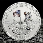  Herdenkingsmunt voor de Apollo 11 en Artemis II maanmissies, eerbetoon aan de maanlanding van het Amerikaanse ruimtevaartprogramma (1969-2026), verzamelobject voor astronauten en raketten, historisch ruimtevaartmemorabilia, cadeau