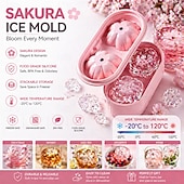 economico Utensili e gadget da cucina-Stampo per ghiaccio 3D a forma di fiori di ciliegio, vassoio per ghiaccio in silicone a forma di fiori di ciliegio, stampo per cubetti di ghiaccio per whisky, vassoi per cubetti di ghiaccio per il