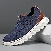 ieftine Pantofi casual cu șireturi-Teniși slip-on tricotați pentru bărbați, albi și maro, pantofi casual flexibili cu talpă joasă, confort respirabil pentru purtare zilnică, călătorii și ieșiri în weekend