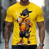  Ανδρικό κουλ μαύρο παπάκι με γυαλιά ηλίου, πίνοντας τσάι boba, streetwear, αστικό χιπ χοπ γραφικό μπλουζάκι με κοντομάνικο ντεκολτέ, αστείο boba lover, δώρο γενεθλίων, επώνυμα ρούχα, ένδυση